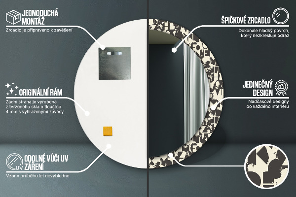 Circle decorative mirror Abstract typography