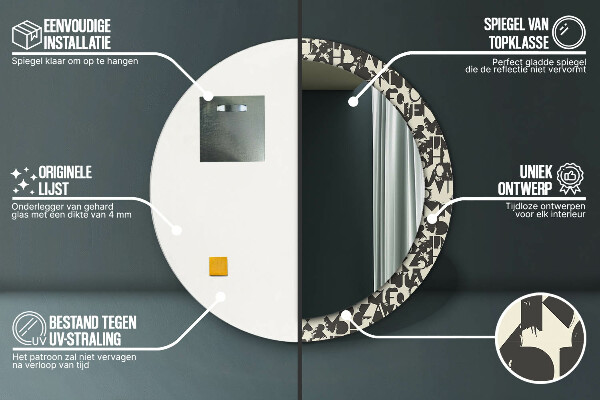 Circle decorative mirror Abstract typography