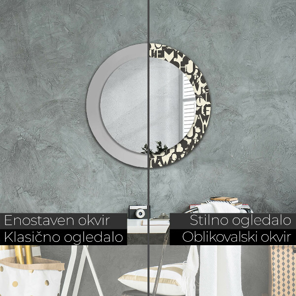 Circle decorative mirror Abstract typography