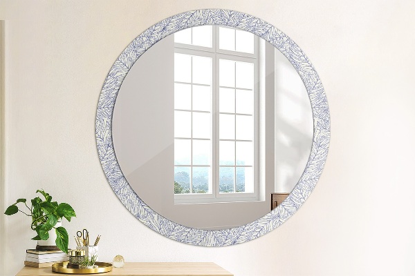 Round printed mirror Tropical palm countur
