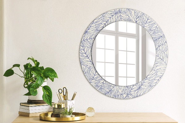 Round printed mirror Tropical palm countur