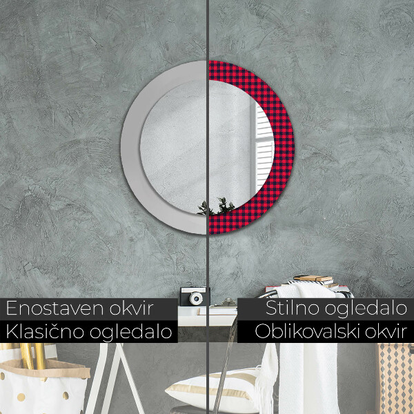 Round printed mirror Red grille