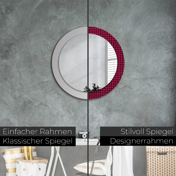 Round printed mirror Red grille