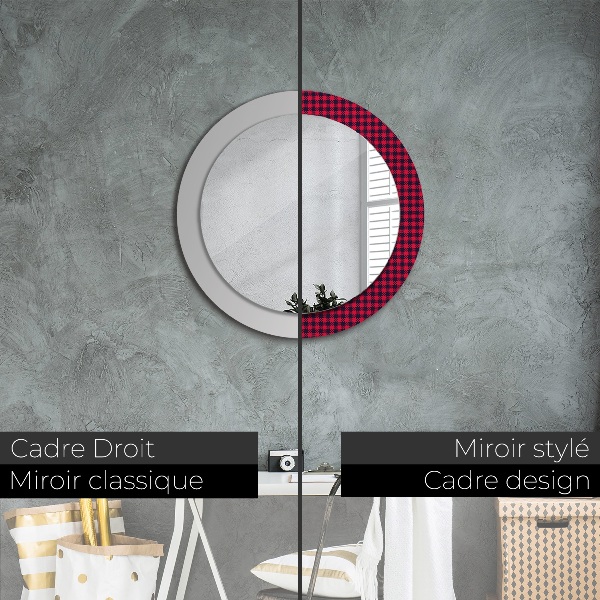 Round printed mirror Red grille