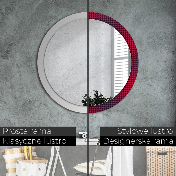 Round printed mirror Red grille