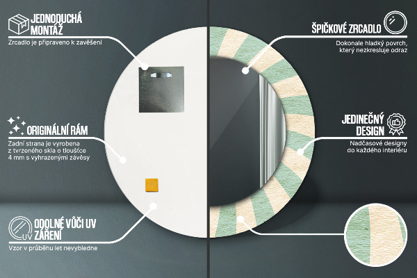 Round printed mirror Retro pastel pattern