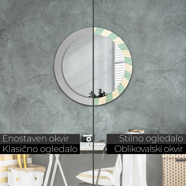 Round printed mirror Retro pastel pattern