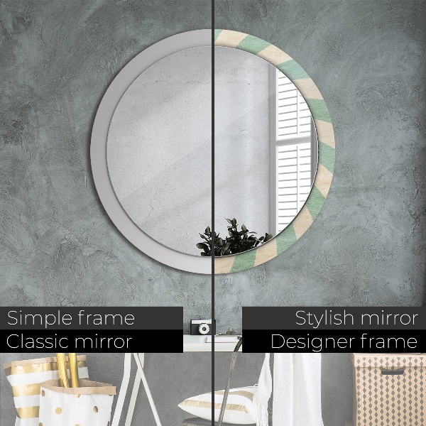 Round printed mirror Retro pastel pattern