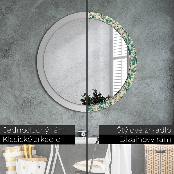 Circle decorative mirror Flowers and birds