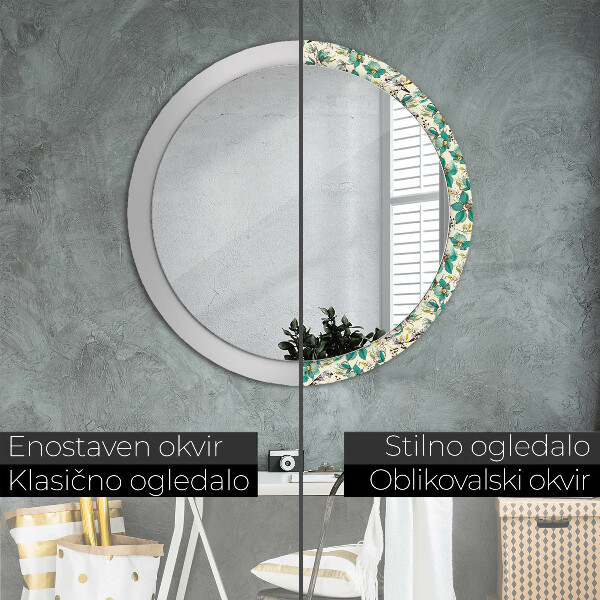 Circle decorative mirror Flowers and birds