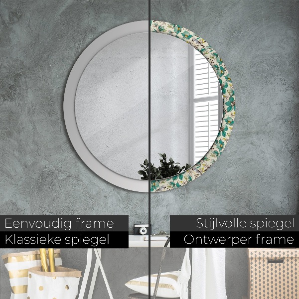Circle decorative mirror Flowers and birds