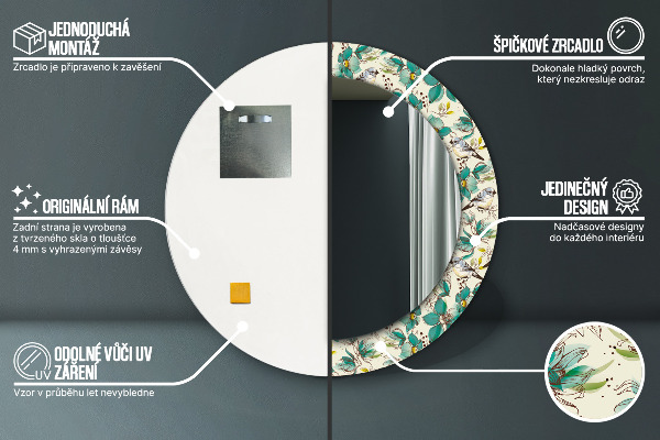 Circle decorative mirror Flowers and birds