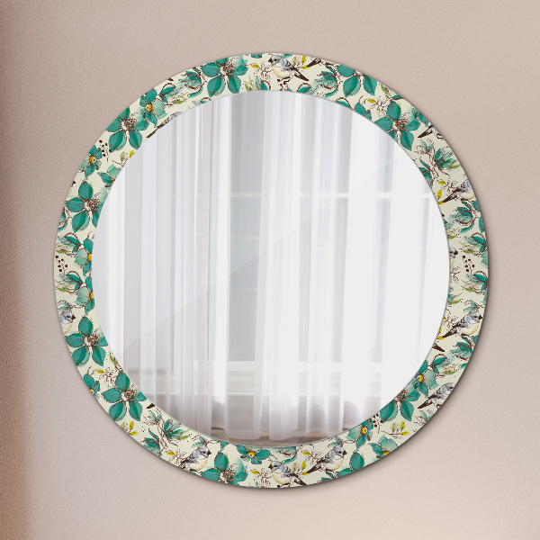 Circle decorative mirror Flowers and birds