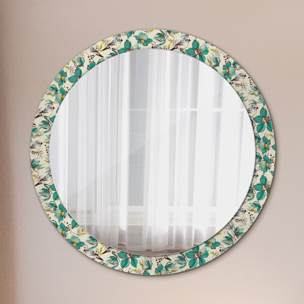 Circle decorative mirror Flowers and birds