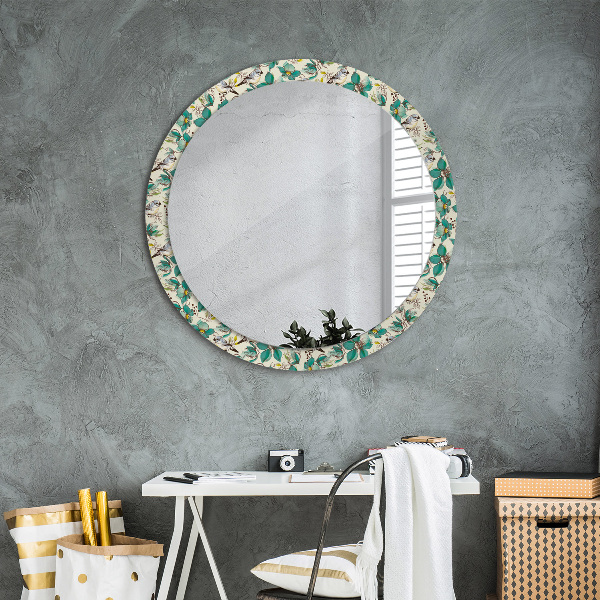 Circle decorative mirror Flowers and birds