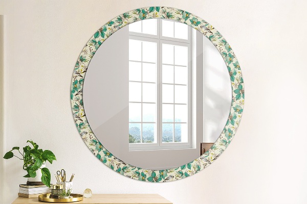 Circle decorative mirror Flowers and birds