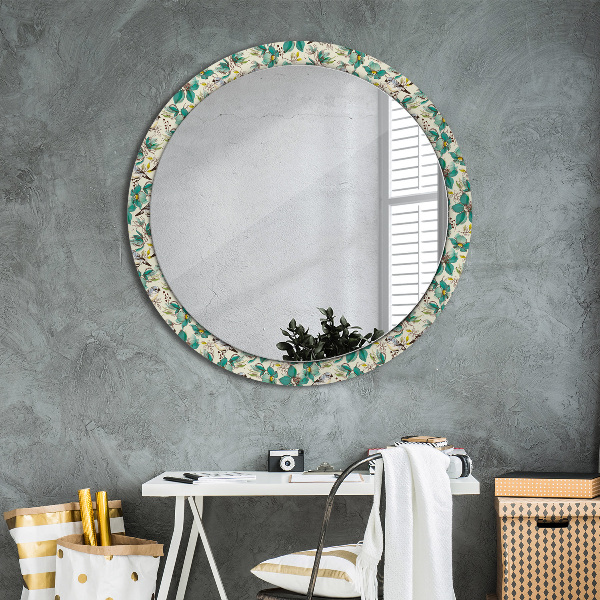 Circle decorative mirror Flowers and birds