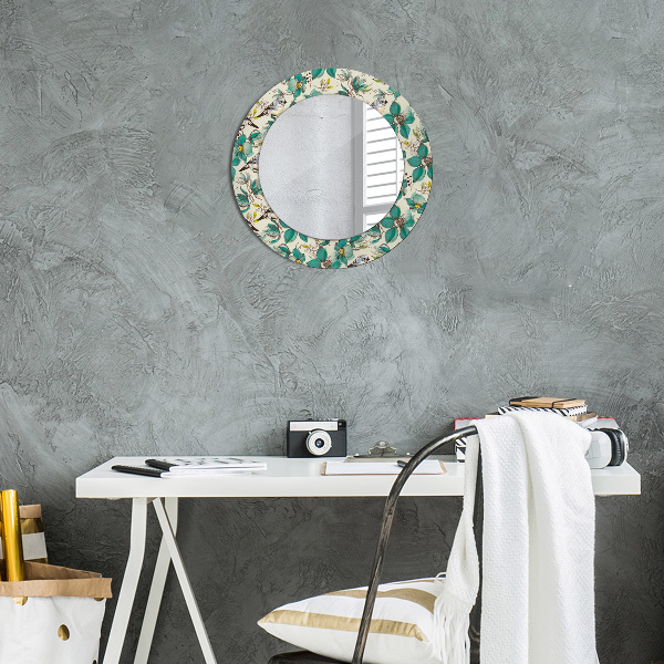 Circle decorative mirror Flowers and birds