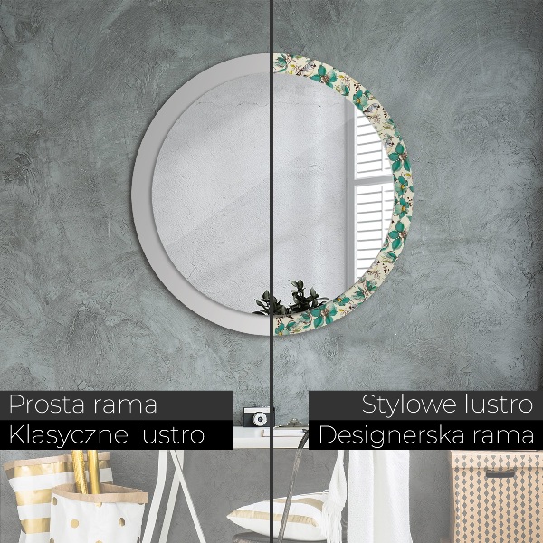 Circle decorative mirror Flowers and birds