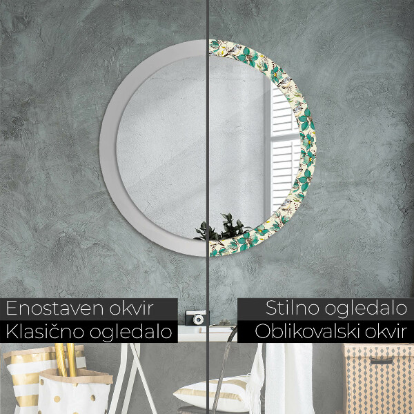 Circle decorative mirror Flowers and birds
