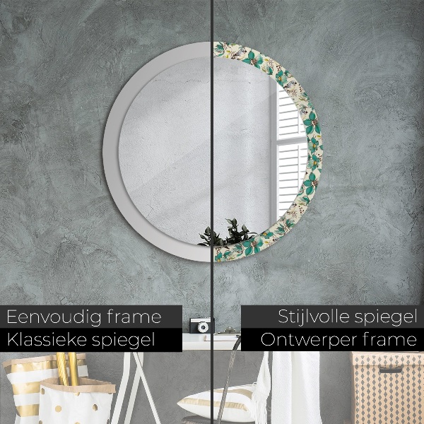 Circle decorative mirror Flowers and birds