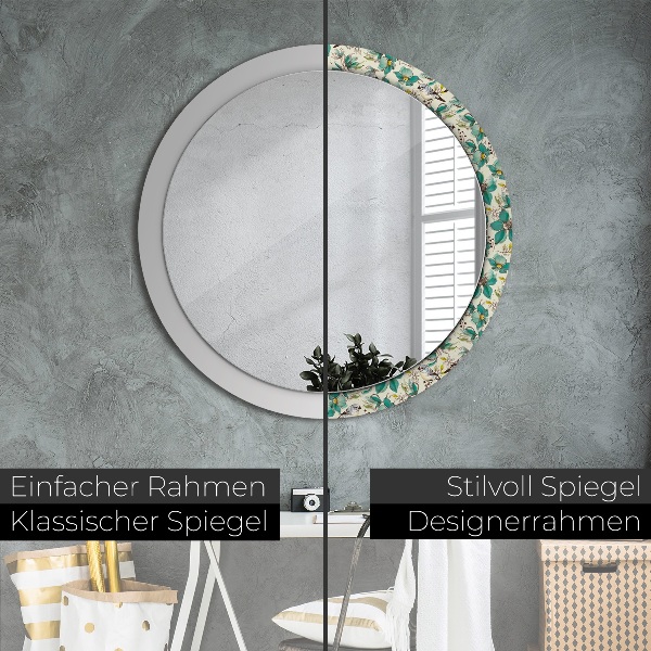 Circle decorative mirror Flowers and birds