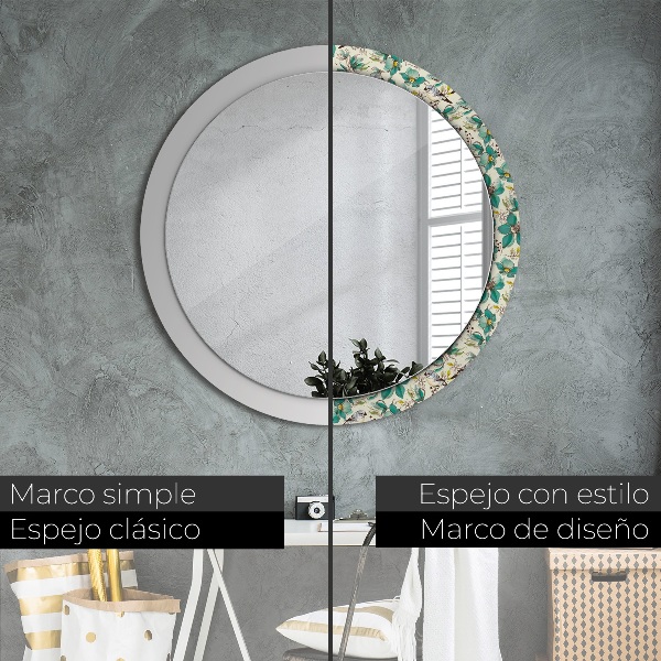 Circle decorative mirror Flowers and birds