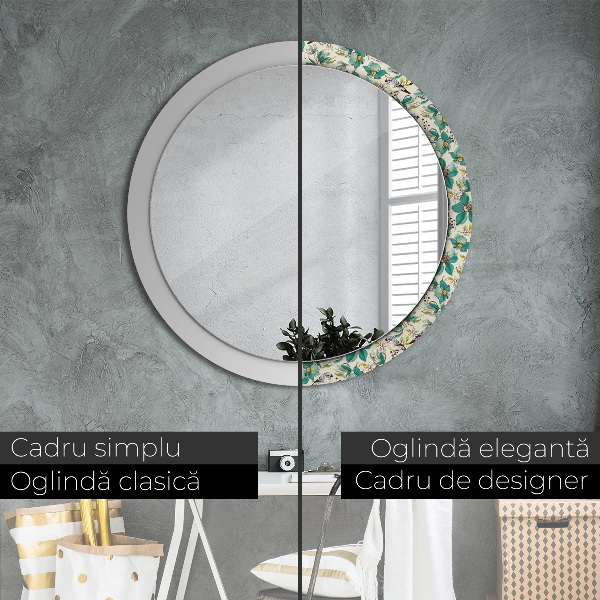 Circle decorative mirror Flowers and birds