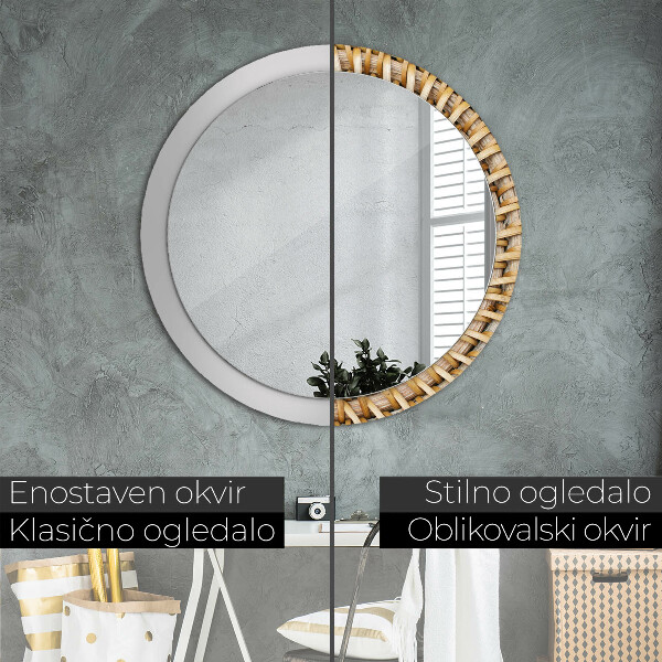 Circle decorative mirror Natural braid