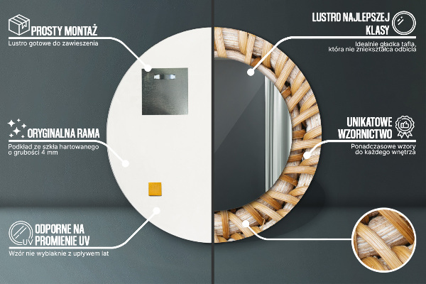 Circle decorative mirror Natural braid