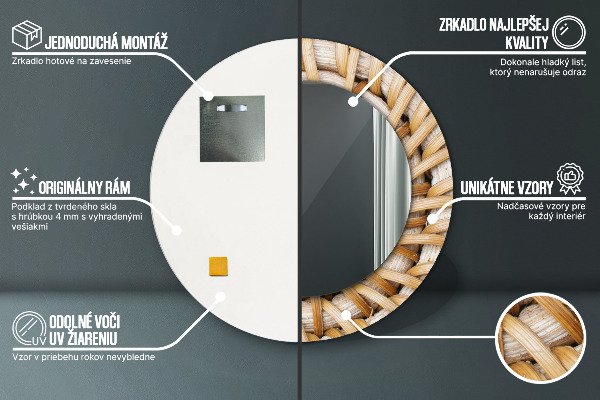 Circle decorative mirror Natural braid