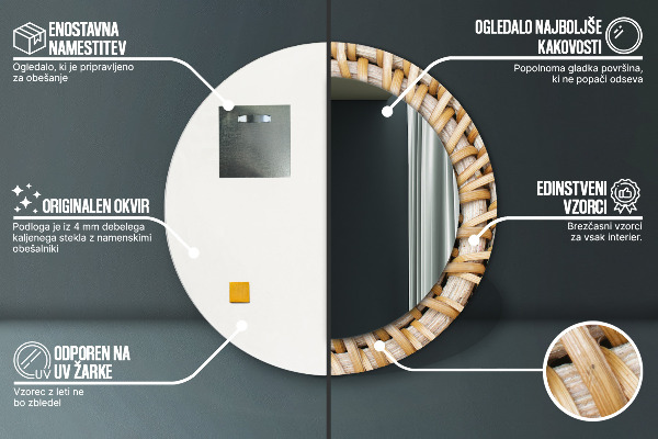 Circle decorative mirror Natural braid