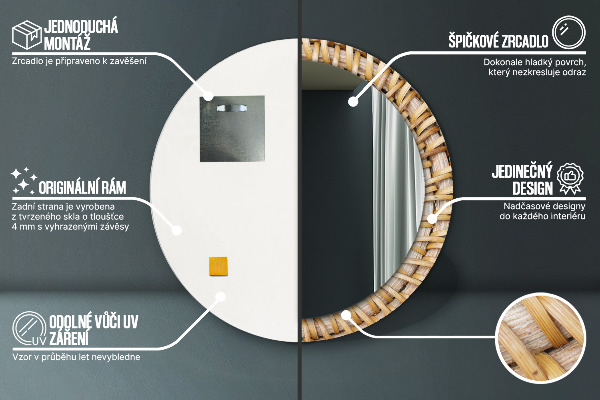 Circle decorative mirror Natural braid