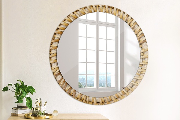 Circle decorative mirror Natural braid