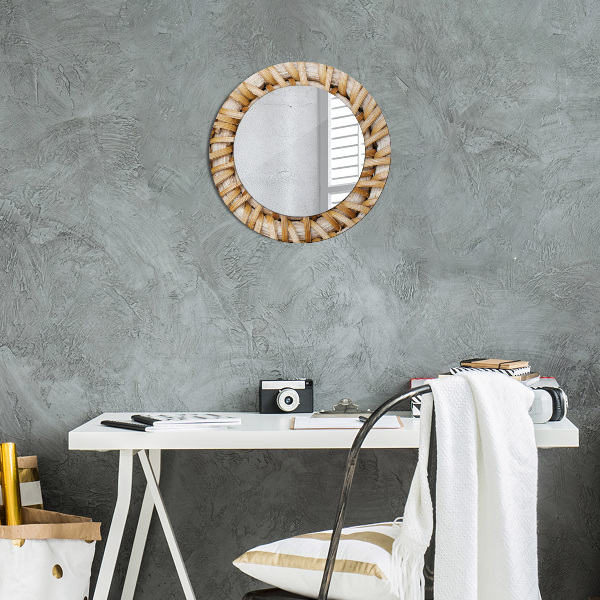 Circle decorative mirror Natural braid