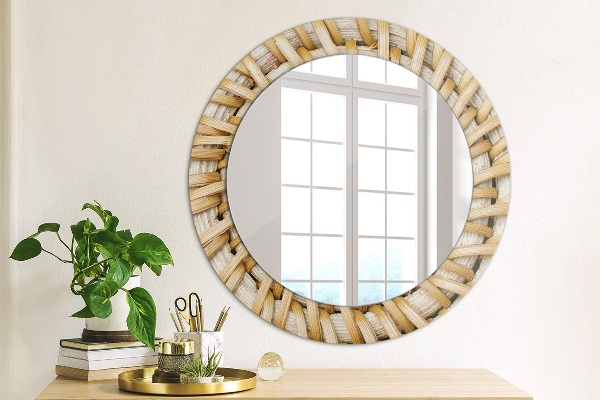 Circle decorative mirror Natural braid