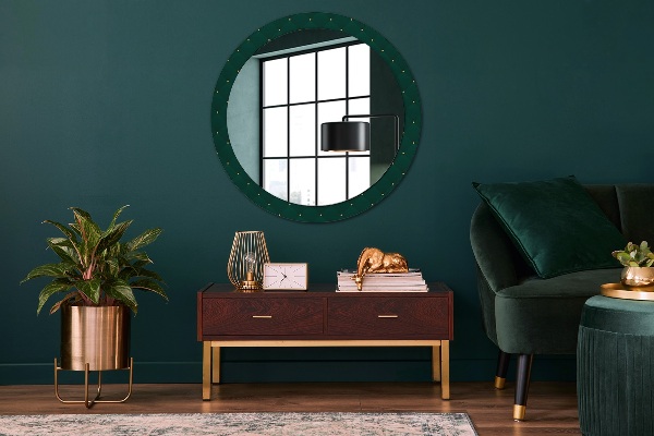 Round mirror frame with print Green luxury template