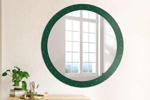 Round mirror frame with print Green luxury template