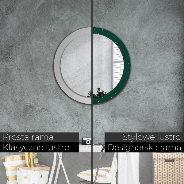 Round mirror frame with print Green luxury template
