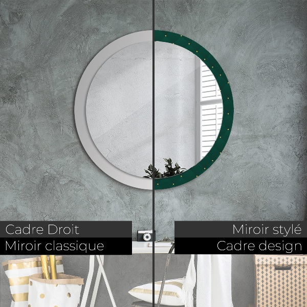 Round mirror frame with print Green luxury template