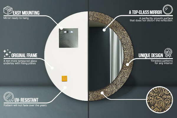 Round wall mirror design Golden ornaments