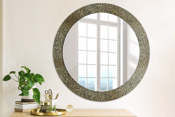 Round wall mirror design Golden ornaments