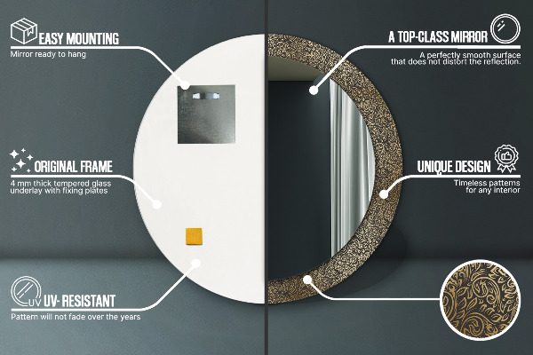 Round wall mirror design Golden ornaments