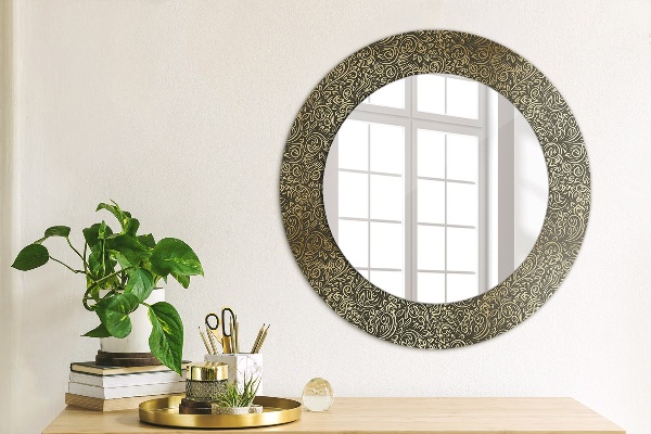 Round wall mirror design Golden ornaments