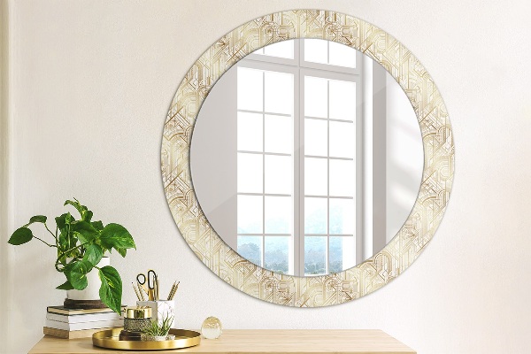 Round mirror frame with print Art deco composition