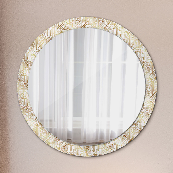 Round mirror frame with print Art deco composition