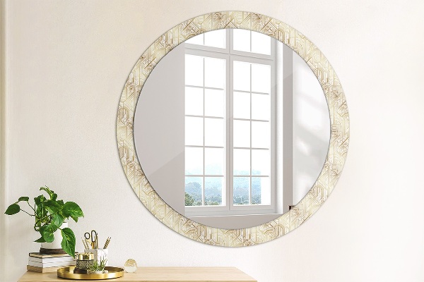 Round mirror frame with print Art deco composition