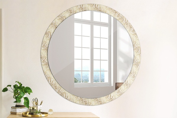 Round mirror frame with print Art deco composition