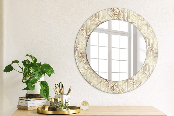 Round mirror frame with print Art deco composition