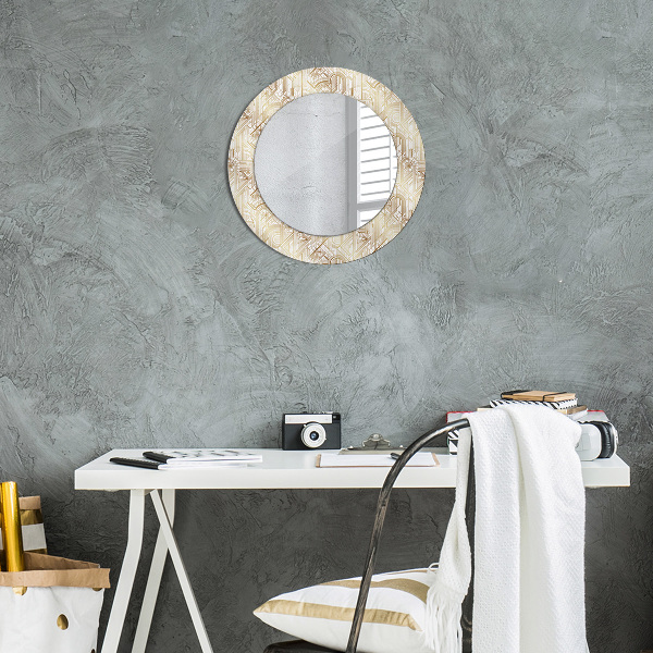 Round mirror frame with print Art deco composition